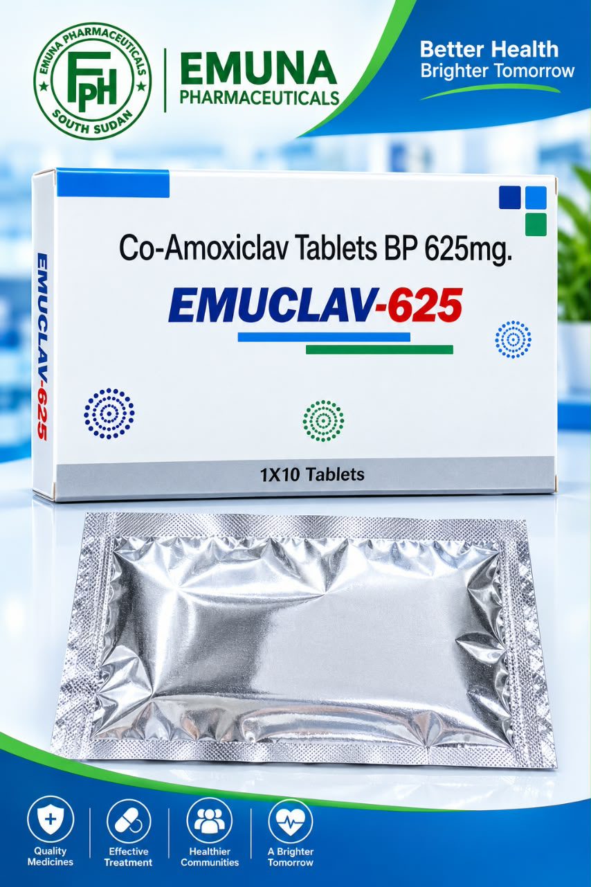 Emuclav-625 Co-Amoxiclav Tablets BP 625mg by Emuna Pharmaceuticals